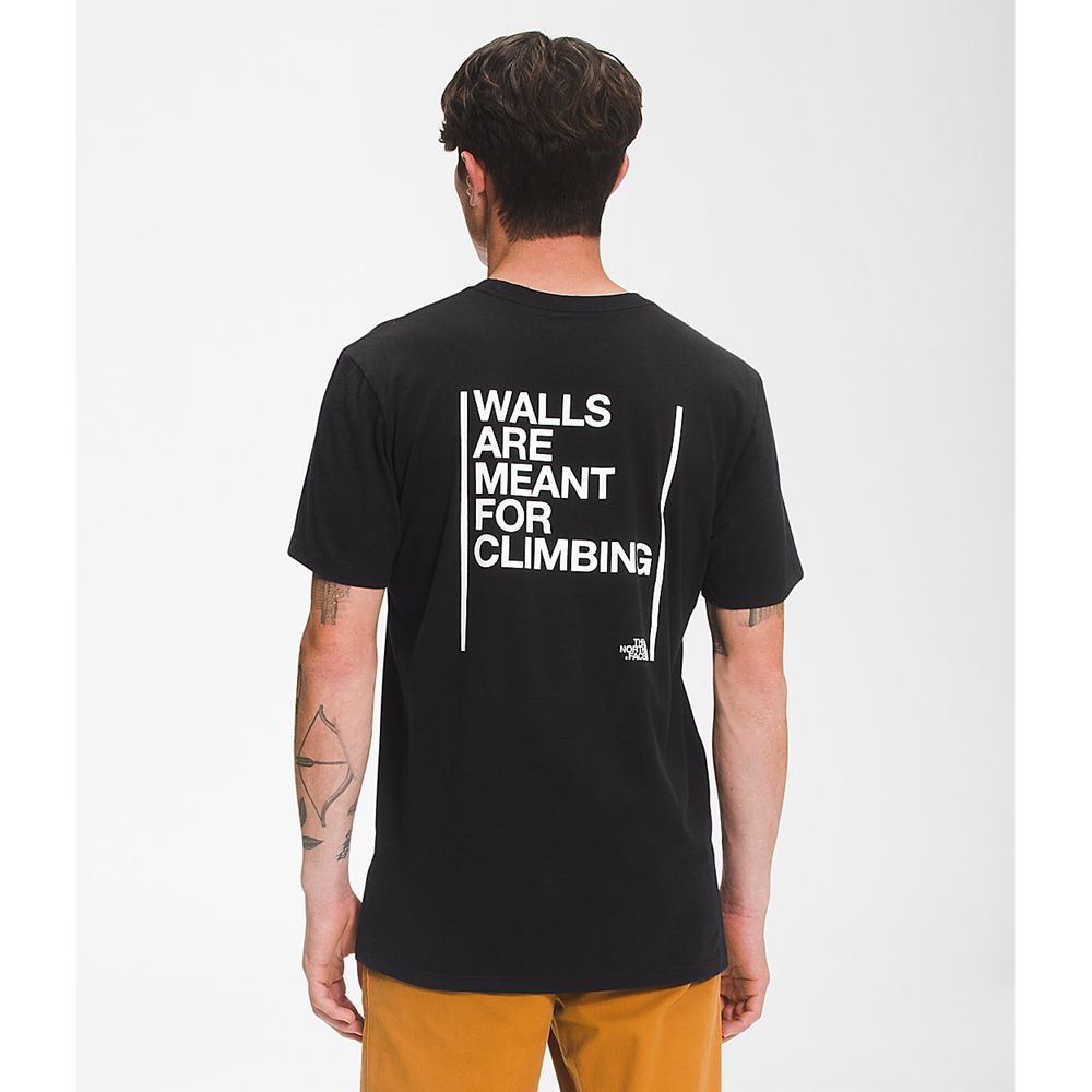 The North Face T-Shirts Mens Australia - The North Face Short Sleeve Walls Black (QFA-780653)